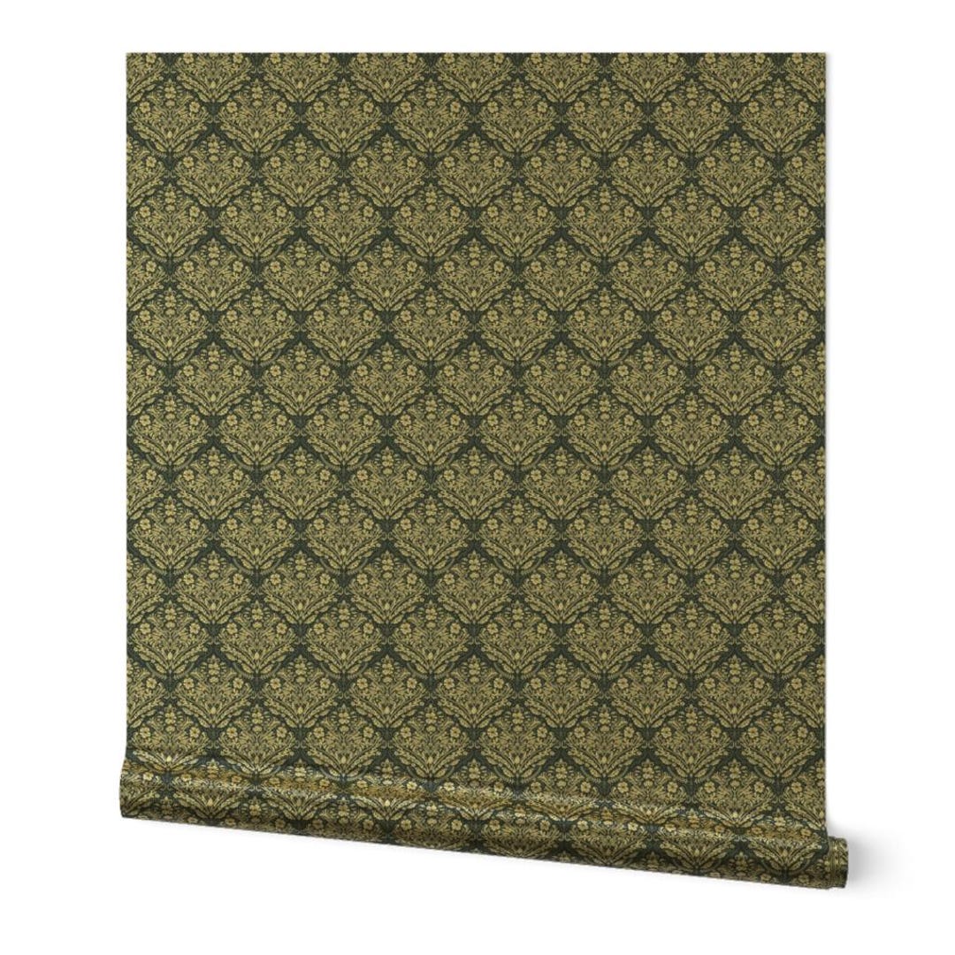 Victorian Damask Gold or Silver Metallic Wallpaper - Victorian Damask ...
