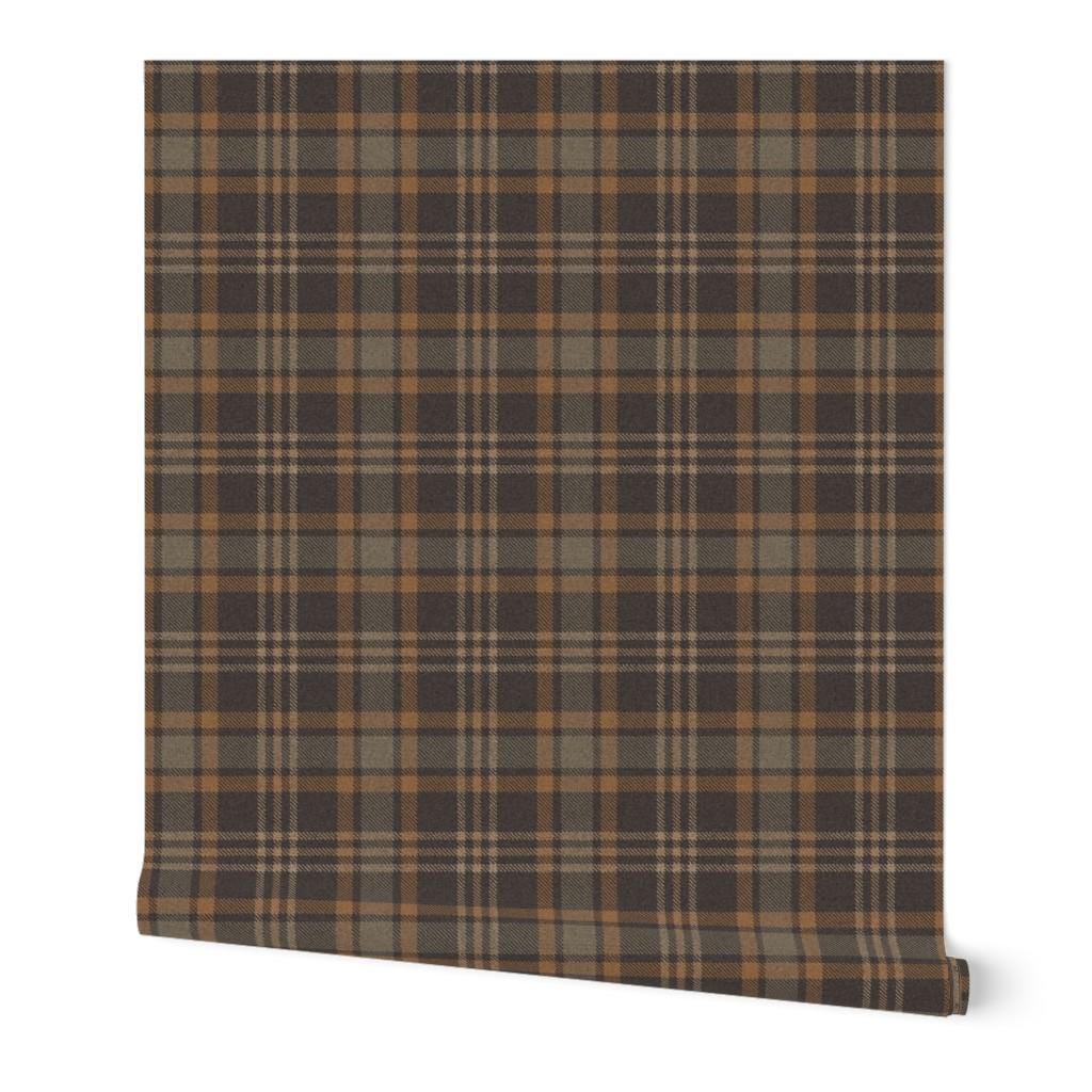 Brown Plaid Grasscloth Wallpaper - Rich Harvest Plaid by ...