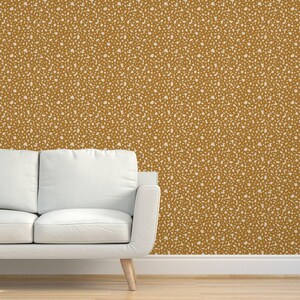 Abstract Grasscloth Wallpaper - Spots On Yellow by kerry_warnholtz - Modern Yellow Dots Mustard Textured Sisal Wallpaper by Spoonflower