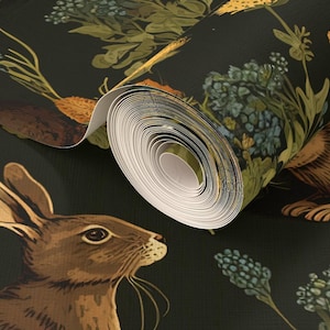Medieval Rabbit Grasscloth Wallpaper - Year of the Rabbit by Nickleen ...