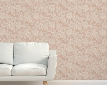 Papel pintado de tela de hierba con estampado floral rosa suave - Papel pintado de sisal texturizado