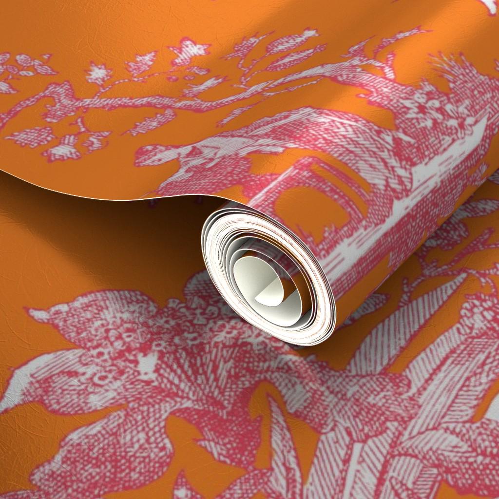 Maximalist Toile Gold or Silver Metallic Wallpaper - Neon Chinoiserie ...