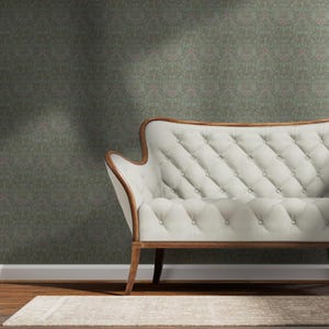 ビクトリアンフローラルゴールドまたはシルバーメタリック壁紙 - bloomerydecorのペールフローラルダマスク - Spoonflowerのピンクボタニカル壁紙ロール 画像 7