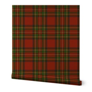 Carta da parati a quadri scozzesi di grandi dimensioni color oro o argento metallizzato - Stewart Plaid di paper_and_frill - Rotolo di carta da parati a quadri rossi e verdi di Spoonflower