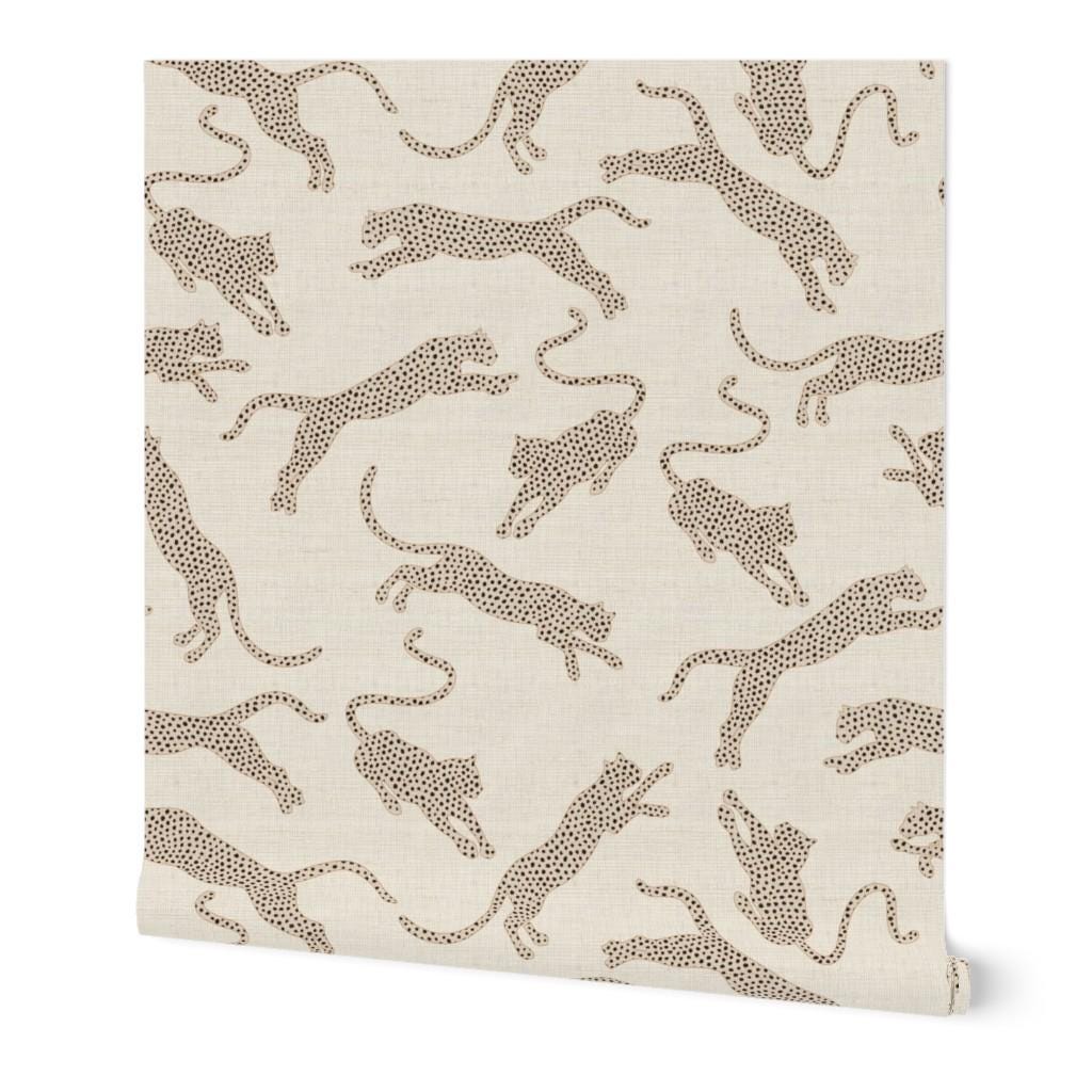 Neutral Leopard Grasscloth Wallpaper - Cozy Leopards by Evamatise ...