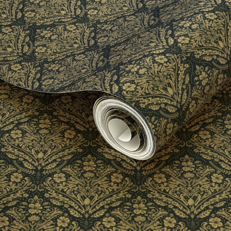 Victorian Damask Gold or Silver Metallic Wallpaper - Victorian Damask ...