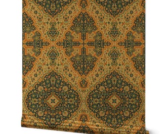 Kilim Gold or Silver Metallic Wallpaper -  Bis by muhlenkott - Vintage Damask Islamic Persian Turkish Damask Wallpaper Roll by Spoonflower