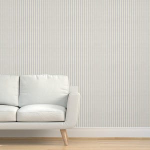 Blue Ticking Stripe Grasscloth Wallpaper - Ticking Stripe by danika_herrick - Preppy Traditional Textured Sisal Wallpaper by Spoonflower