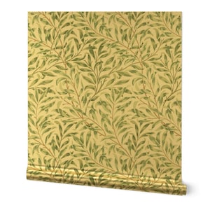 Willow Botanical Gold or Silver Metallic Wallpaper - Willow Bough by salvagescapes - William Morris Historical Wallpaper Roll by Spoonflower