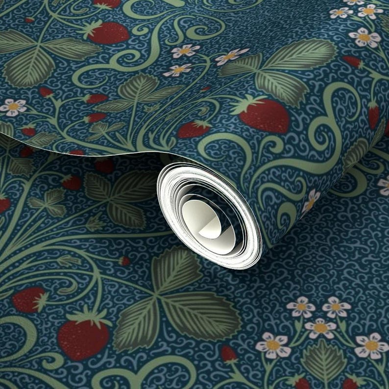 Victorian Gold or Silver Metallic Wallpaper - Victorian Strawberrries ...