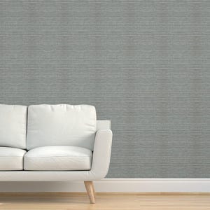 Gray Faux Texture Grasscloth Wallpaper - Charcoal Seafoam by cherylgrahamdesigns - Linen Look Simple Textured Sisal Wallpaper by Spoonflower