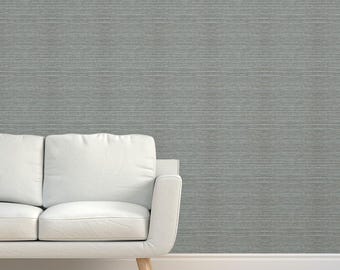 Grijs kunstgrastextuurbehang - Charcoal Seafoam by cherylgrahamdesigns - Linnenlook eenvoudig getextureerd sisalbehang van Spoonflower