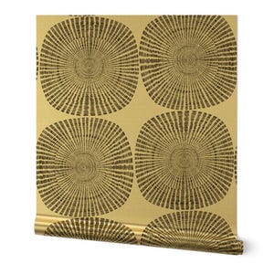 Midcentury Mod Gold or Silver Metallic Wallpaper - Wholly by fleabat - Large Scale Abstract Monochrome Wallpaper Roll by Spoonflower