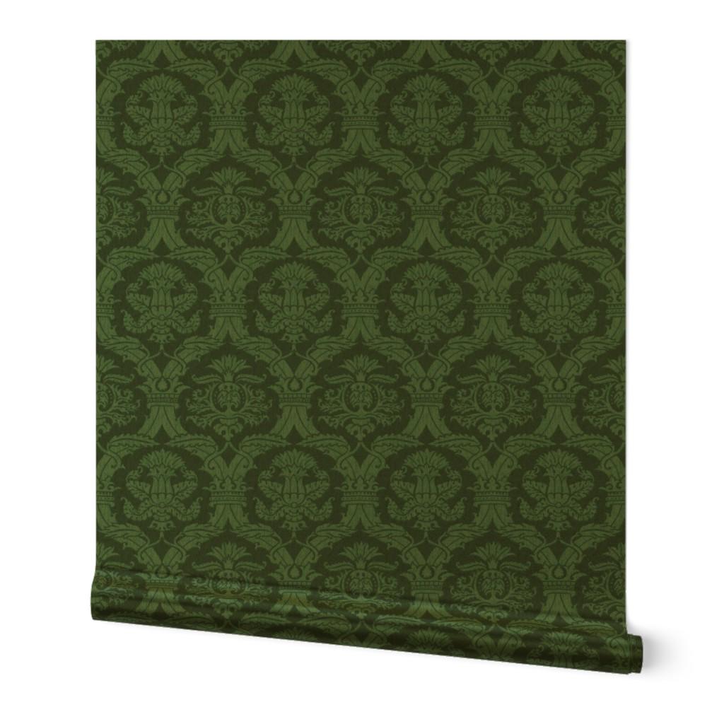 Victorian Damask Gold or Silver Metallic Wallpaper - Ottoman Damask by ...