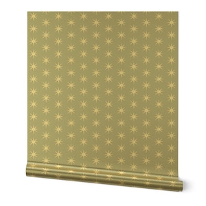 Americana Gold or Silver Metallic Wallpaper - Stars Dusty Blue by danika_herrick - Stars Rustic Primitive Wallpaper Roll by Spoonflower