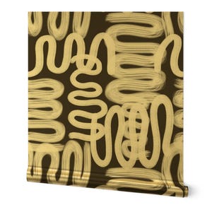 Modern Abstract Gold or Silver Metallic Wallpaper - Graffiti Squiggle by danika_herrick - White Charcoal Wallpaper Roll by Spoonflower