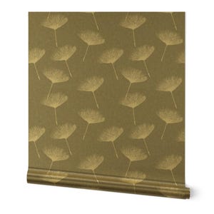 Carta da parati metallizzata oro o argento con dente di leone grigio - Dente di leone grigio di art_for_joy_studio - Rotolo di carta da parati con giardino floreale semplice di Spoonflower