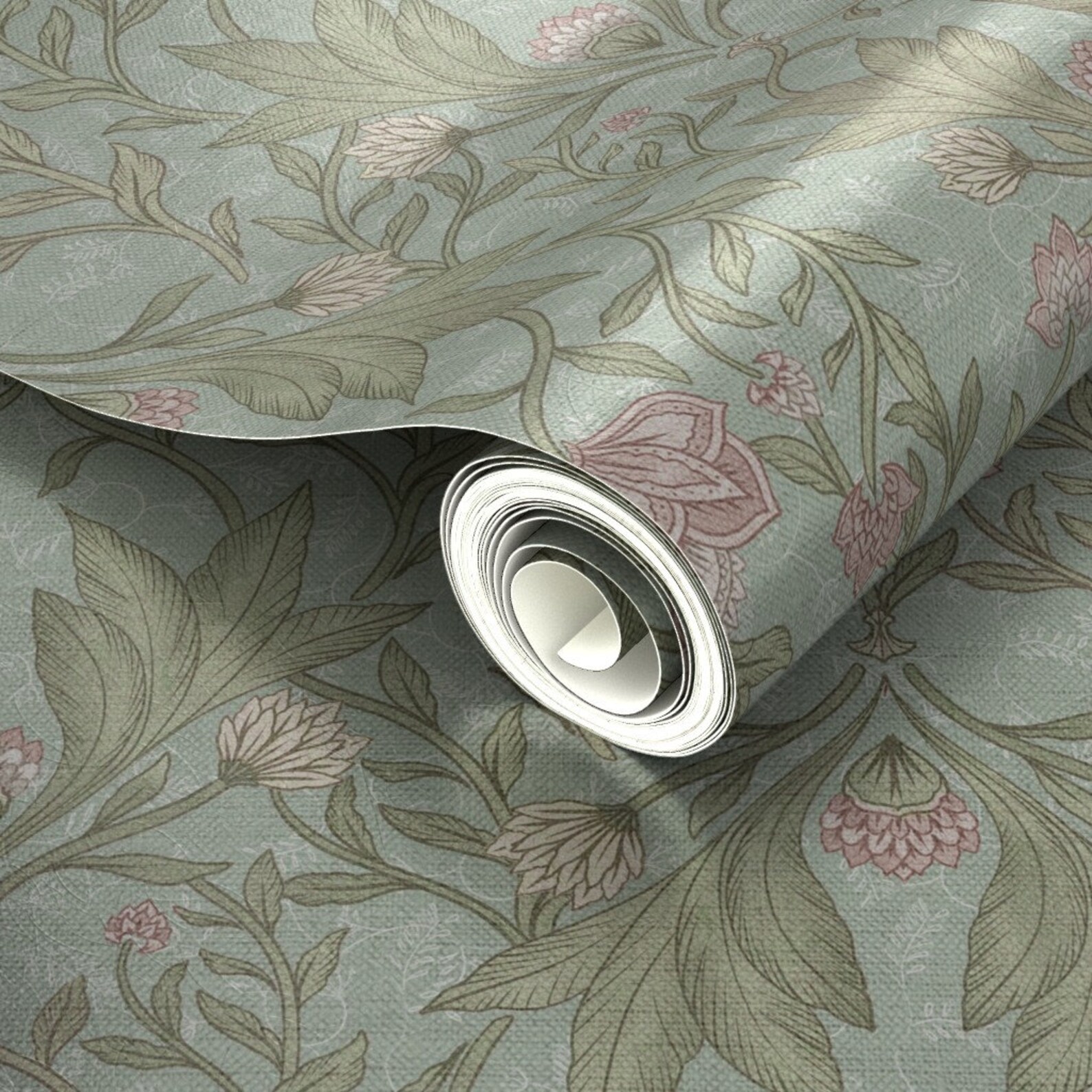 Victorian Floral Gold or Silver Metallic Wallpaper Pale Floral Damask ...