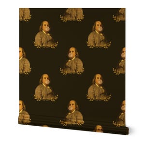 President Gold or Silver Metallic Wallpaper - Benji Chewing Gum by rebelmod - Usa Whimsical Quirky Bubble Gum Wallpaper Roll by Spoonflower