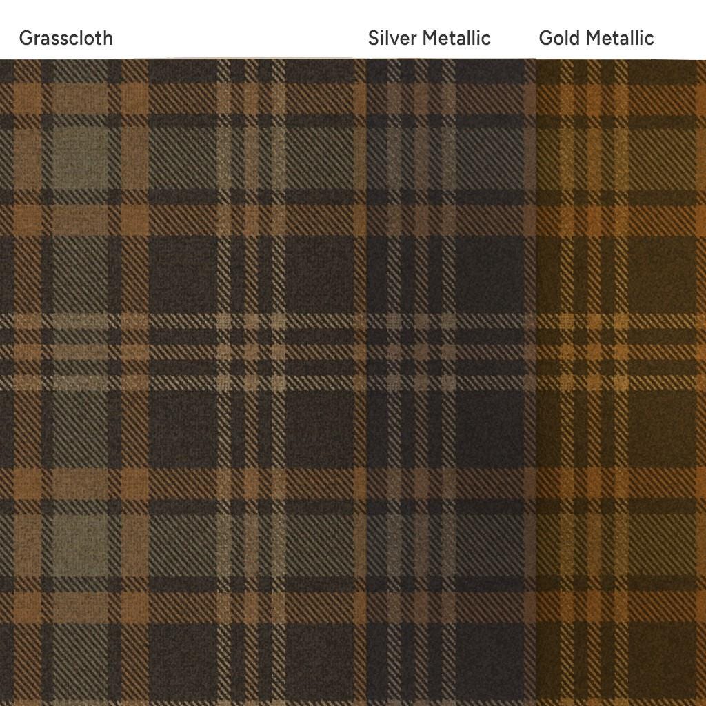 Brown Plaid Grasscloth Wallpaper - Rich Harvest Plaid by ...