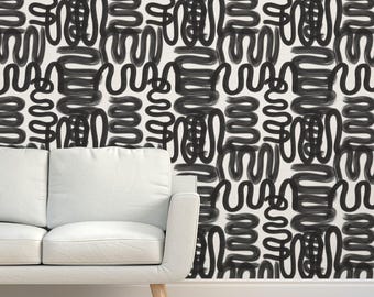 Papel tapiz de tela con motivos de grafiti y garabatos - Papel tapiz de sisal texturizado con motivos de grafiti de danika_herrick - Papel tapiz de sisal texturizado con motivos de grafiti y garabatos de Spoonflower
