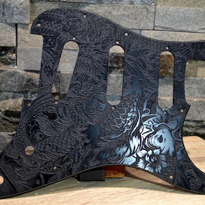 Custom Black Koi Textured Pickguard - Fits Fender Stratocaster - USA Made