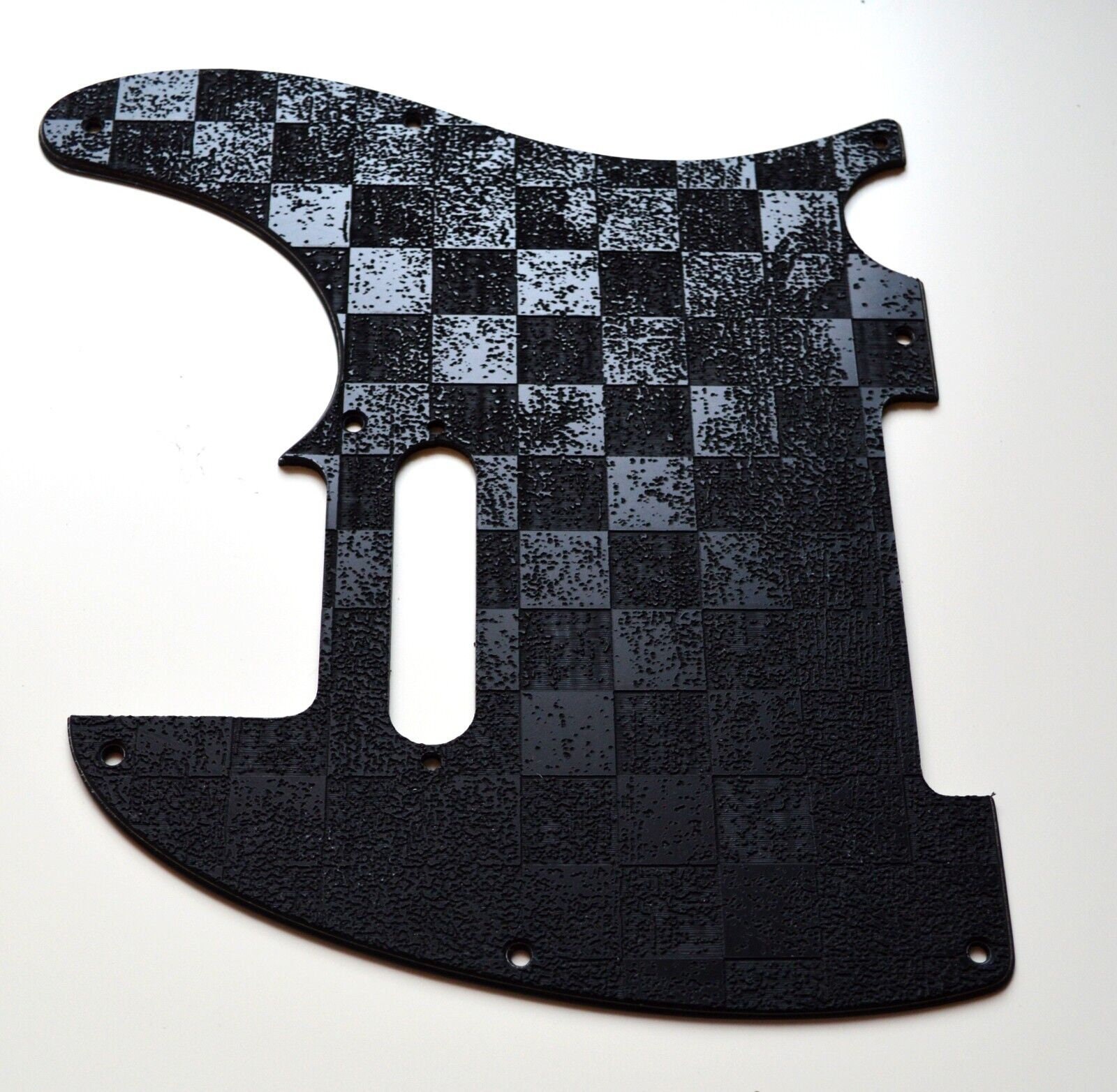 Checker Telecaster Black Distressed Checker Textured Pickguard - Fits Fender Telecaster ...