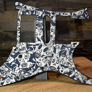 Custom Textured Blue 3 color Donnie Hunt Faces Pickguard IBANEZ JEM or RG550 Japan