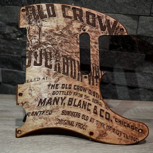 Custom Distressed Old Crow Bourbon Pickguard - Fits Fender Telecaster - USA Made