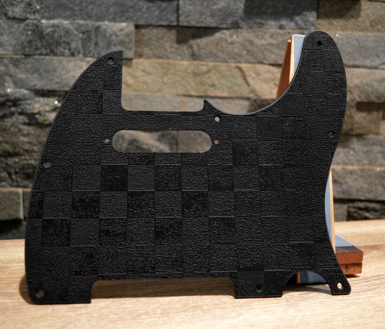 Checker Telecaster Black Distressed Checker Textured Pickguard - Fits Fender Telecaster ...