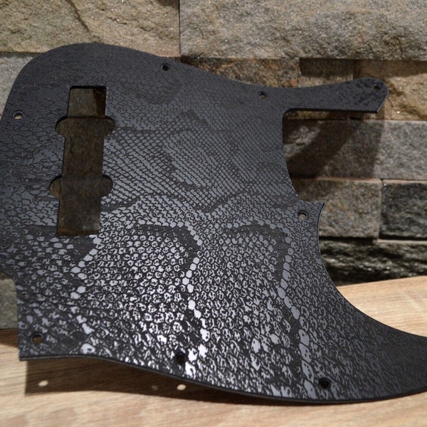 Custom Jazz Bass Pickguard J Bass Scratch Plate Black Snakeskin Fits Fender