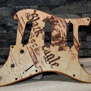 Custom Pickguard for Fender Stratocaster - Vintage Black Eagle Bock - USA Made