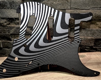 Faux Brushed Aluminum Illusionist 1 Pickguard - Fits Fender Stratocaster - USA Made