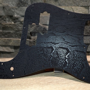 Custom Black Snakeskin Standard P Bass Pickguard Precision Bass 13 hole Fits Fender USA