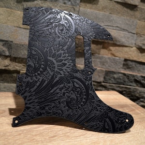Custom Black Psychedelic Textured Pickguard - Fits Fender Telecaster - USA Made