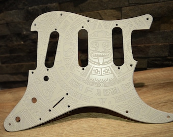 Custom Ash White Mayan Textured Pickguard - Fits Fender Stratocaster - USA Made