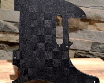 Black Distressed Checker Textured Pickguard - Fits Fender Telecaster - USA Made