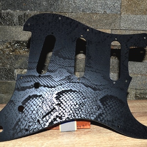 Custom Black Snakeskin Textured Pickguard - Fits Fender Stratocaster - USA Made