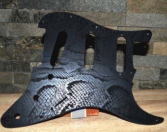 Custom Black Snakeskin Textured Pickguard - Fits Fender Stratocaster - USA Made