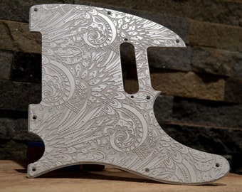 Custom Ash White Psychedelic Textured Pickguard - Fits Fender Telecaster - USA Made