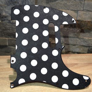 Custom Black and White Polka Dot Textured Pickguard - Fender Telecaster Parts