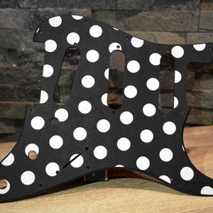 Custom Black and White Polka Dot Textured Pickguard - Fender Stratocaster Parts