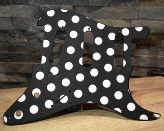 Custom Black and White Polka Dot Textured Pickguard - Fender Stratocaster Parts