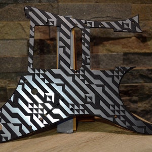 Custom Faux Brushed Metal Mosaic Pickguard IBANEZ JEM or RG550 Japan - Plastic