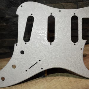 Custom Ash White Textured Snakes Pickguard - Fits PRS Silver Sky Single Coil Pickups
