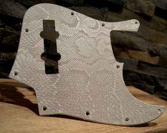 Golpeador personalizado para bajo Jazz Bass, placa protectora para bajo J Bass, fresno, piel de serpiente blanca, compatible con Fender
