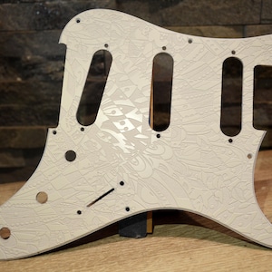 Custom Ash White Textured Psychedelic Pickguard - Fits PRS Silver Sky Single Coil Pickups