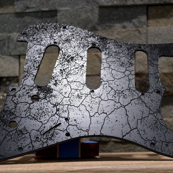 Custom Black Crackle Textured Pickguard - Fits Fender Stratocaster - USA Made