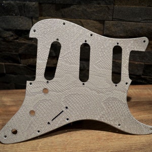 Custom White Snakeskin Textured Pickguard - Fits Fender Stratocaster - USA Made