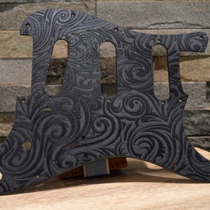 Black Spiral Textured Pickguard - Fits Fender Stratocaster - USA Made